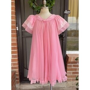 *Wounded Bird* Rovel Of California Frothy Bi-tone Peignoir Set With Rosette